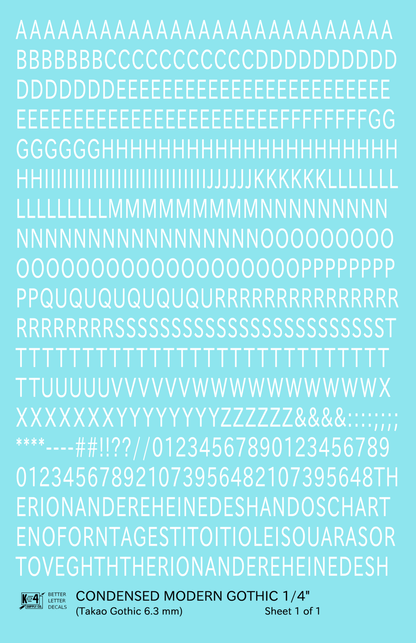 Condensed Modern Gothic Letter Number Alphabet