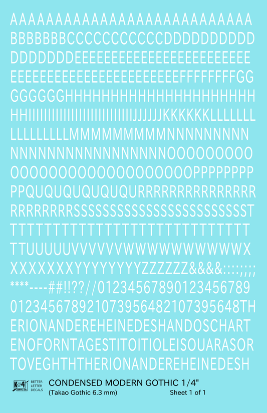Condensed Modern Gothic Letter Number Alphabet