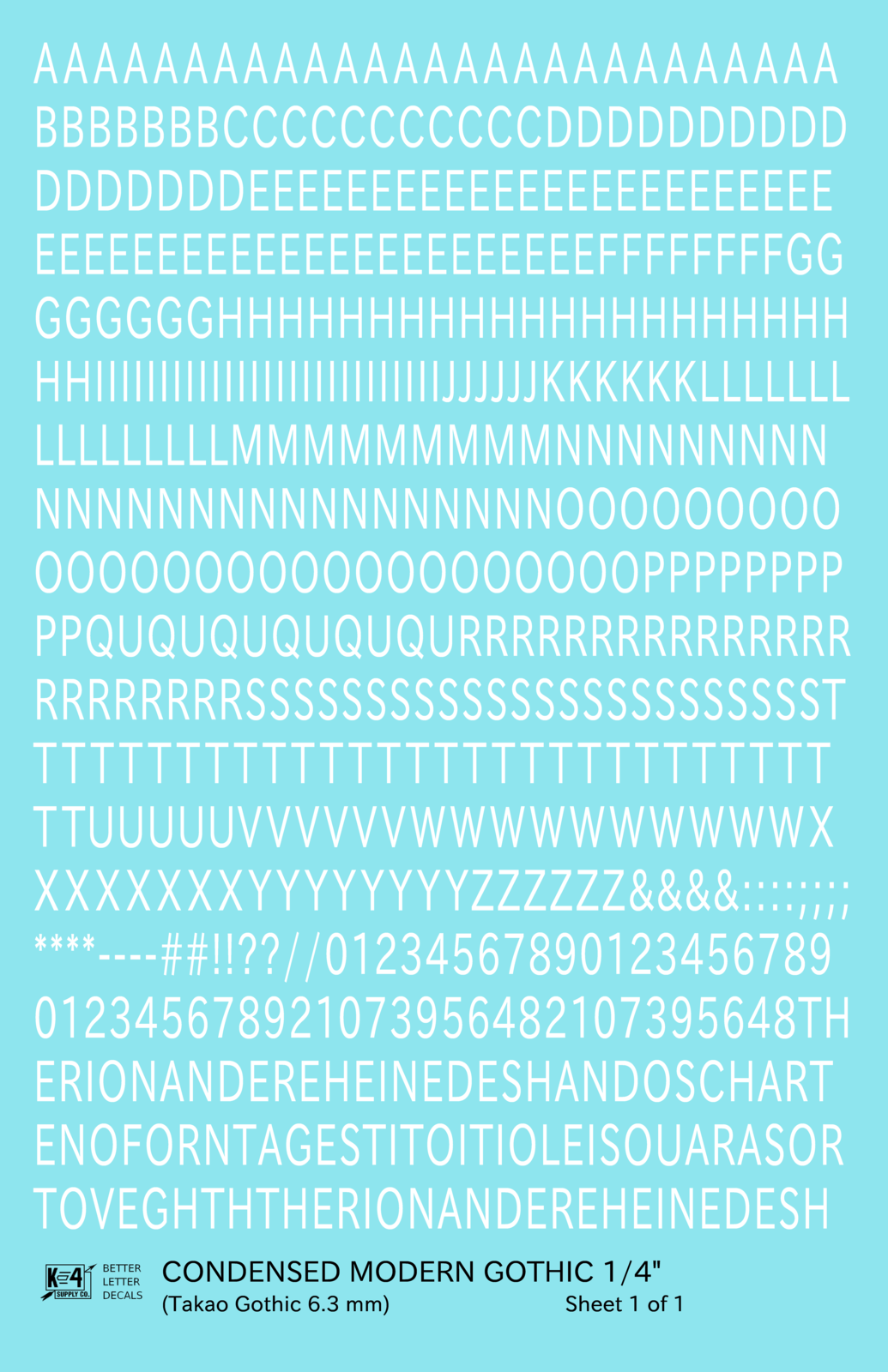 Condensed Modern Gothic Letter Number Alphabet