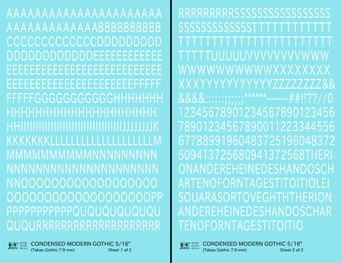 Condensed Modern Gothic Letter Number Alphabet