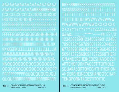 Condensed Modern Gothic Letter Number Alphabet