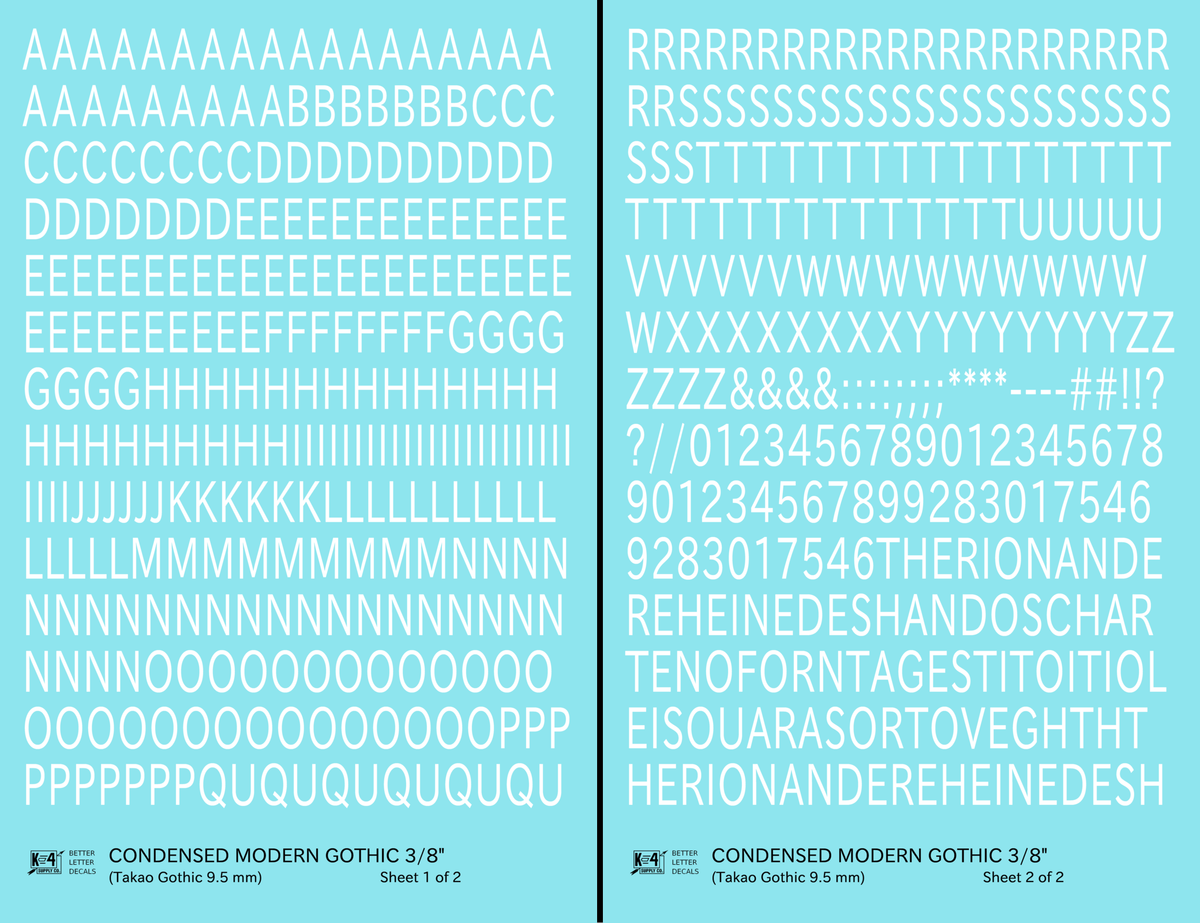 Condensed Modern Gothic Letter Number Alphabet
