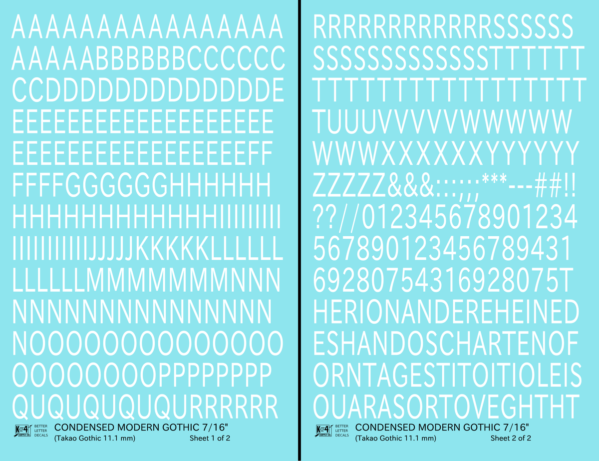 Condensed Modern Gothic Letter Number Alphabet