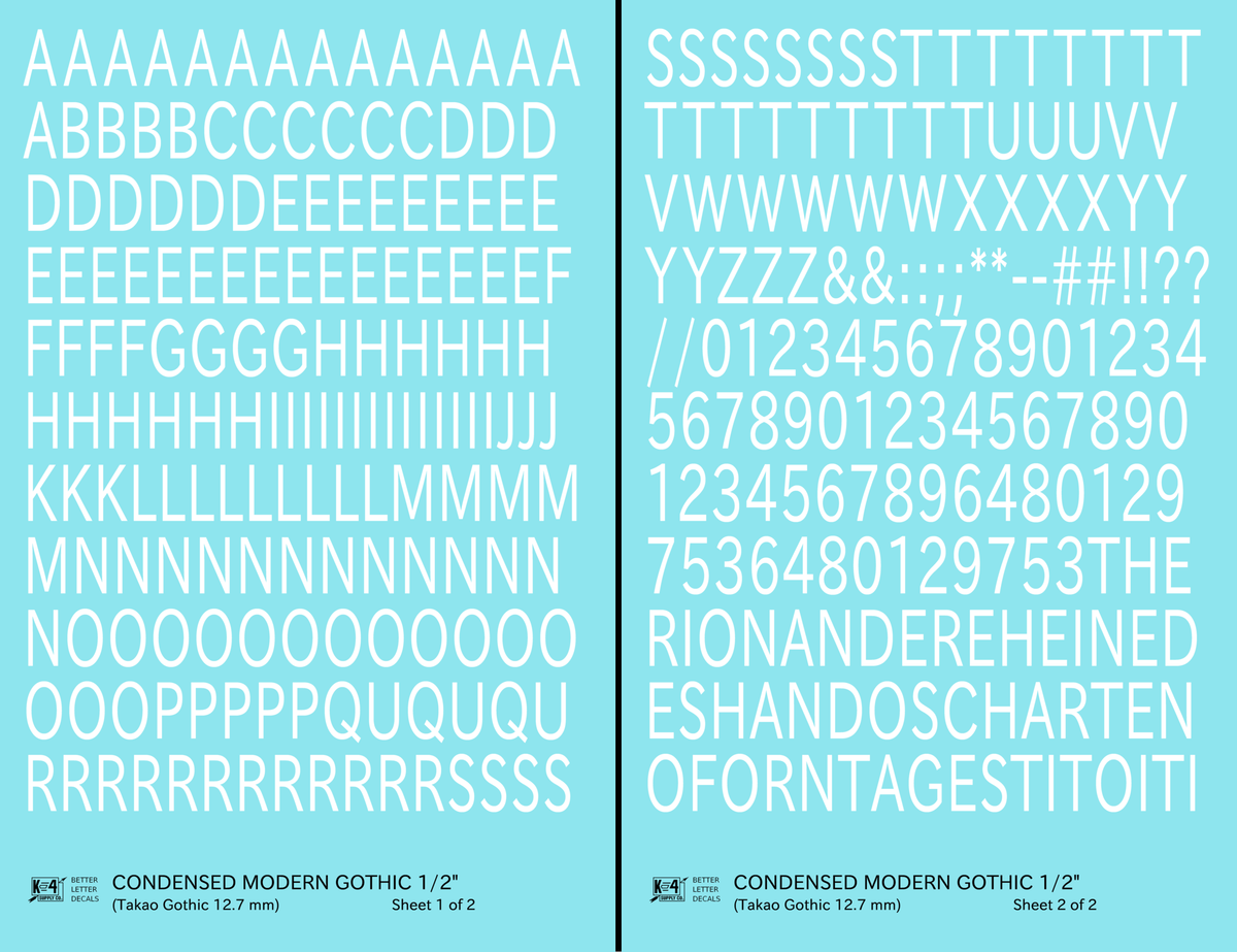 Condensed Modern Gothic Letter Number Alphabet