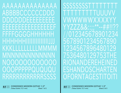 Condensed Modern Gothic Letter Number Alphabet