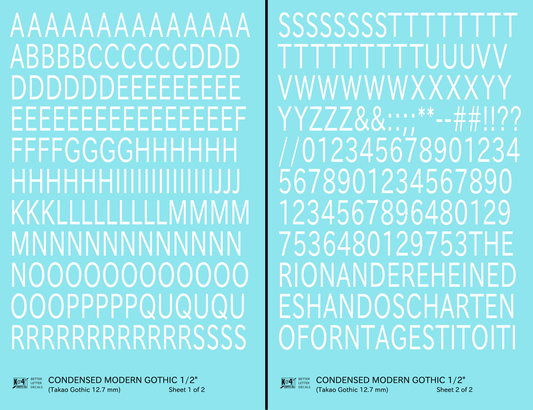 Condensed Modern Gothic Letter Number Alphabet