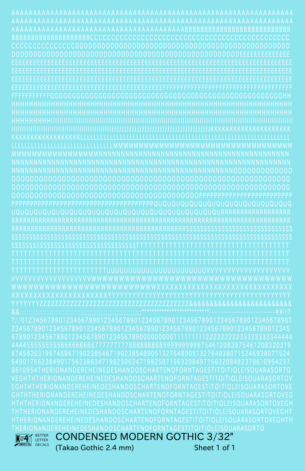 Condensed Modern Gothic Letter Number Alphabet