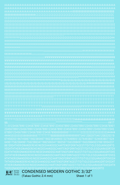 Condensed Modern Gothic Letter Number Alphabet