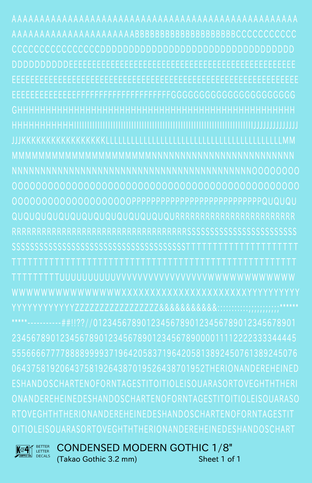 Condensed Modern Gothic Letter Number Alphabet