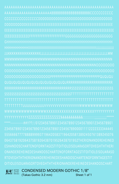 Condensed Modern Gothic Letter Number Alphabet