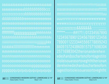 Lowercase Condensed Modern Gothic Letter Alphabet