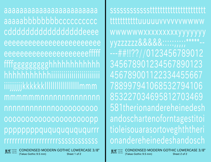 Lowercase Condensed Modern Gothic Letter Alphabet