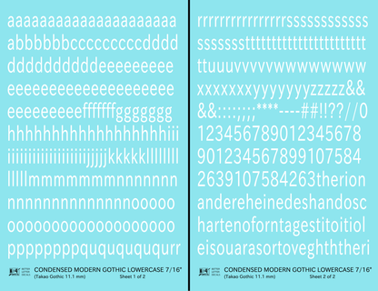 Lowercase Condensed Modern Gothic Letter Alphabet