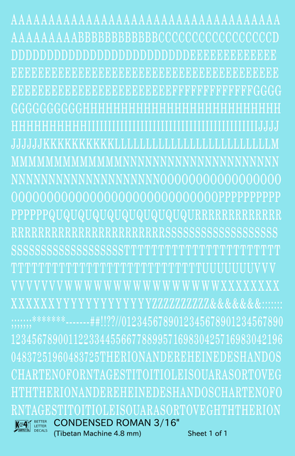 Condensed Roman Letter Number Alphabet