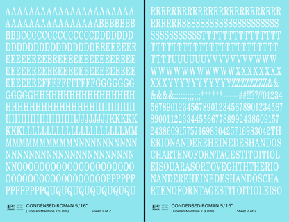 Condensed Roman Letter Number Alphabet