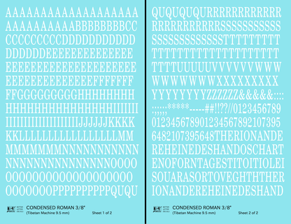 Condensed Roman Letter Number Alphabet