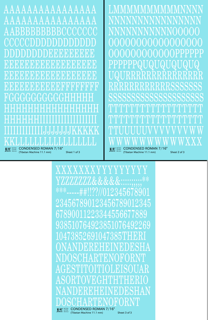Condensed Roman Letter Number Alphabet