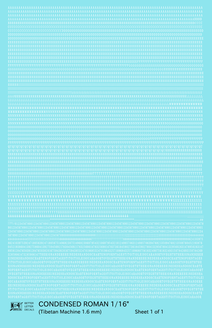 Condensed Roman Letter Number Alphabet