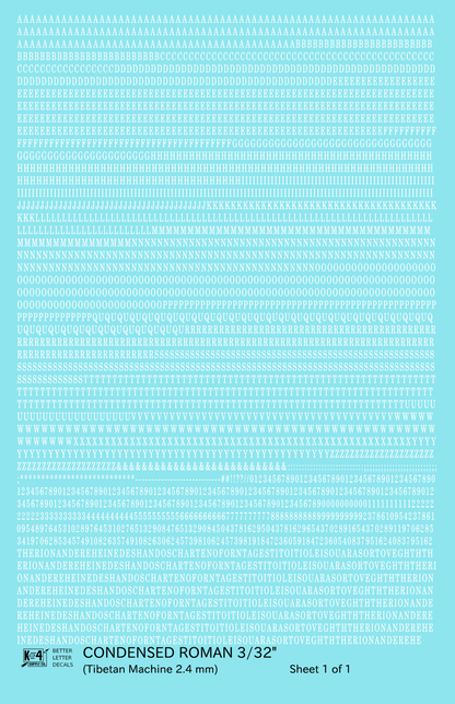 Condensed Roman Letter Number Alphabet