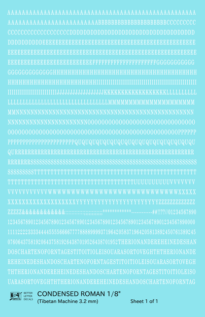 Condensed Roman Letter Number Alphabet