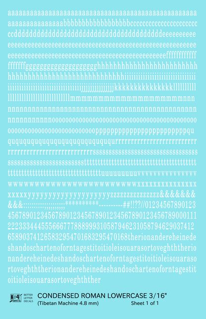 Lowercase Condensed Roman Letter Number Alphabet