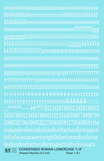 Lowercase Condensed Roman Letter Number Alphabet
