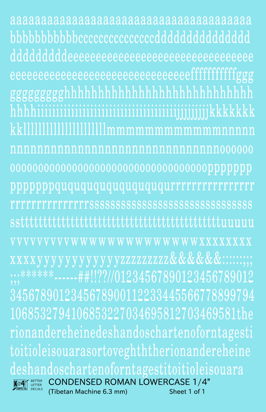 Lowercase Condensed Roman Letter Number Alphabet