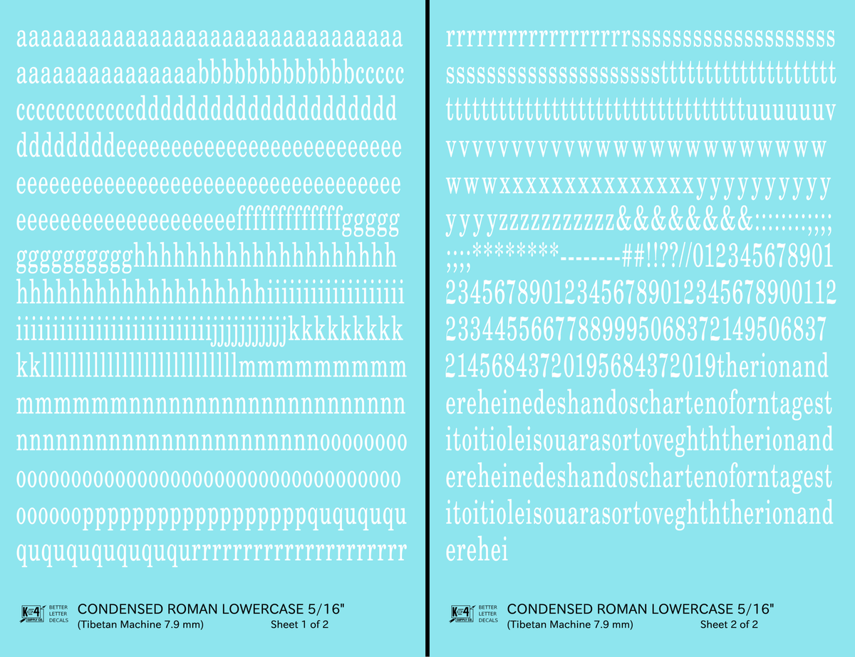 Lowercase Condensed Roman Letter Number Alphabet