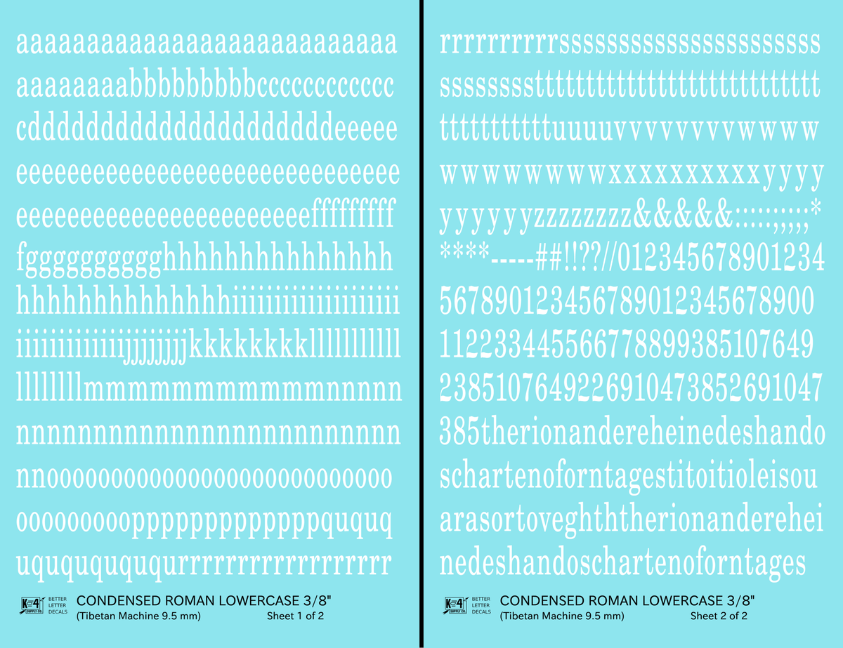 Lowercase Condensed Roman Letter Number Alphabet
