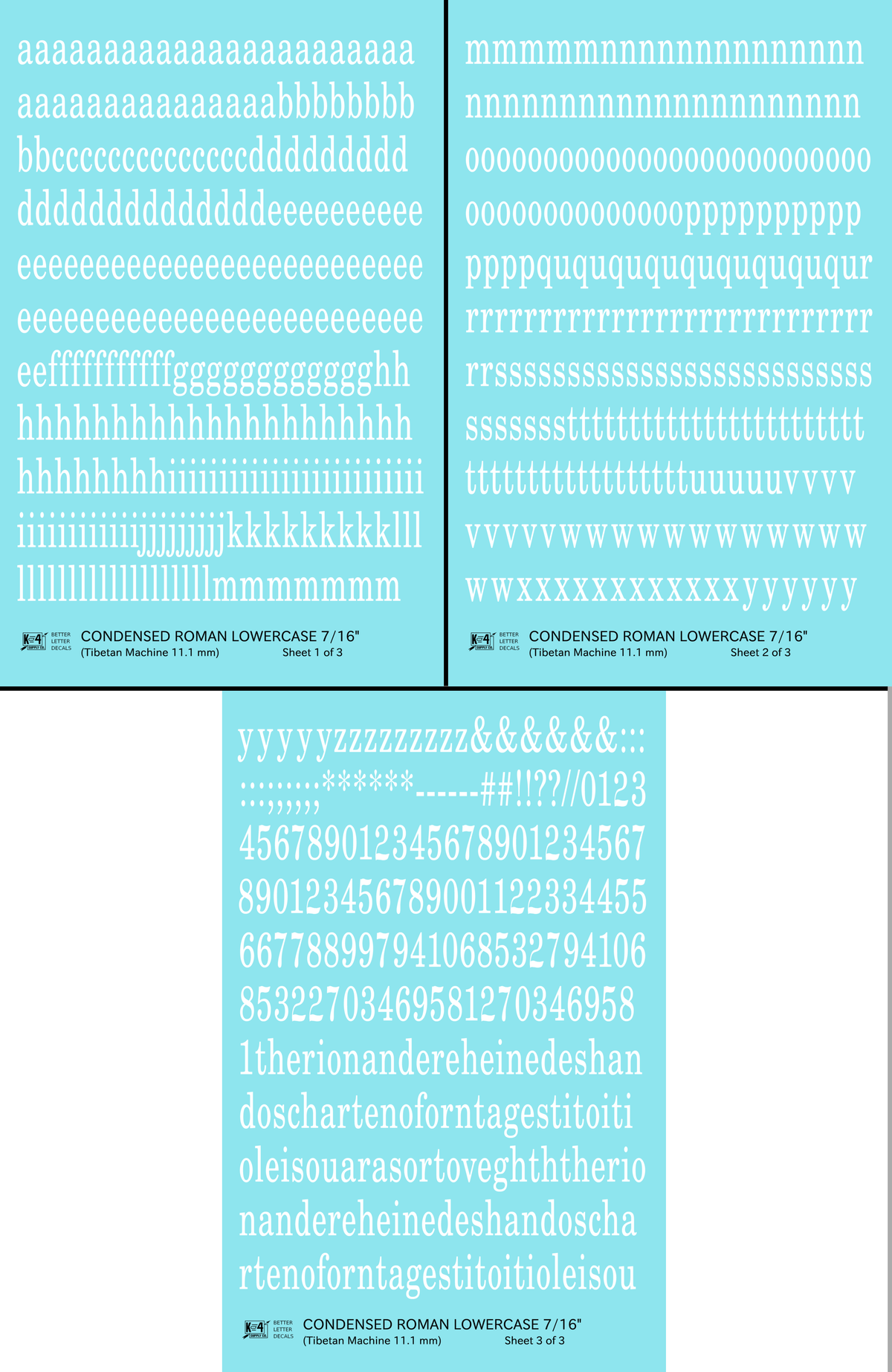 Lowercase Condensed Roman Letter Number Alphabet