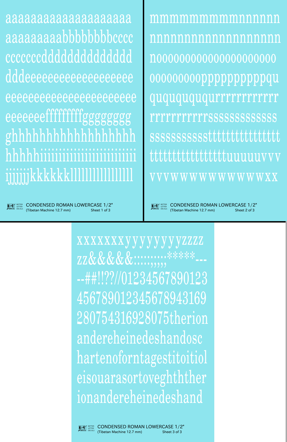 Lowercase Condensed Roman Letter Number Alphabet