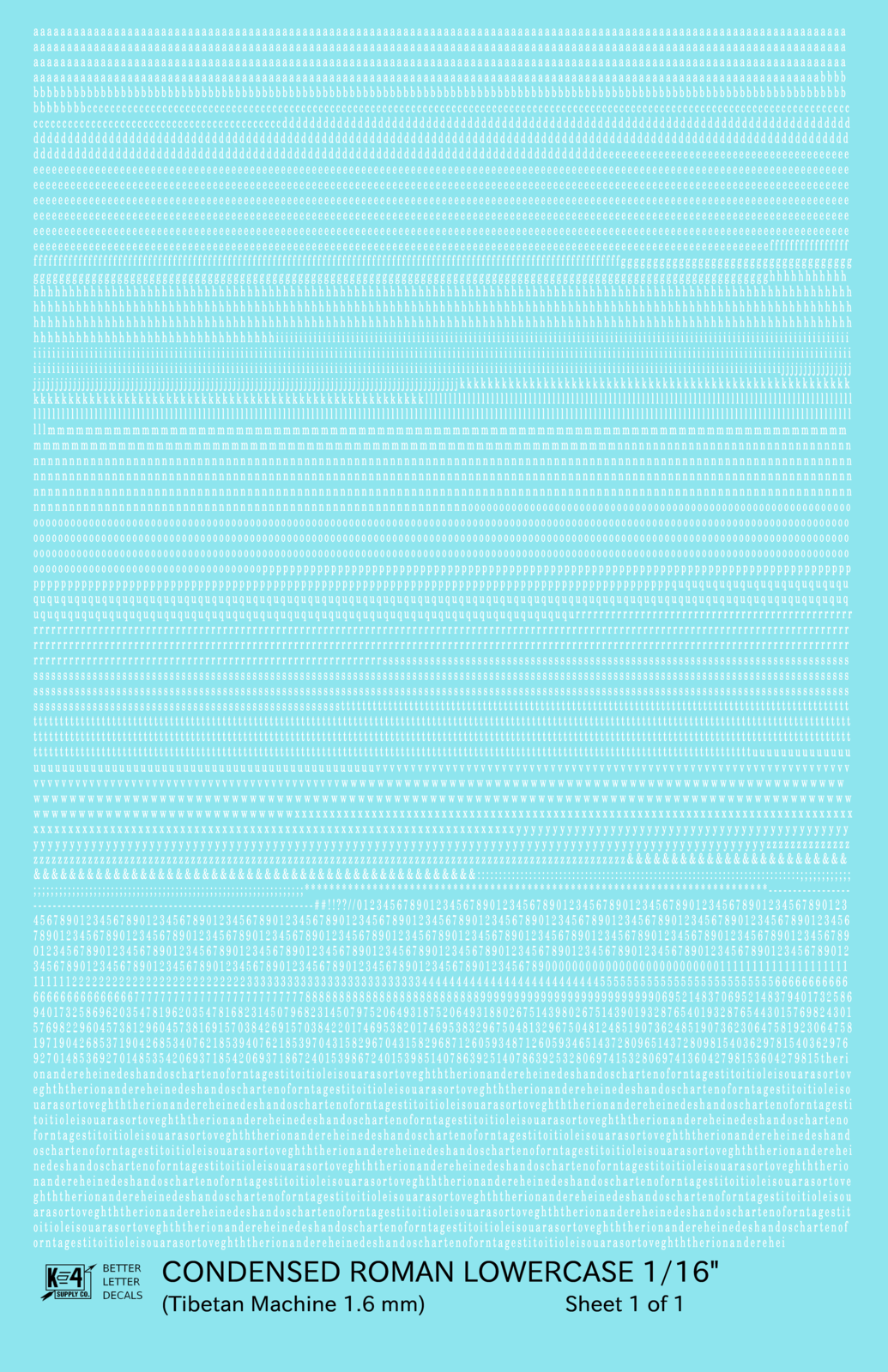 Lowercase Condensed Roman Letter Number Alphabet