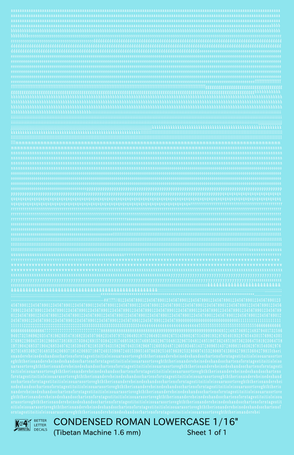 Lowercase Condensed Roman Letter Number Alphabet