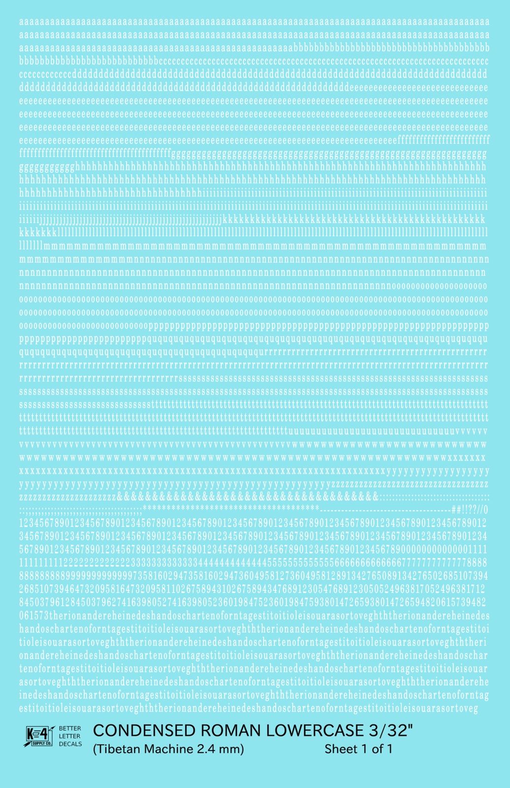 Lowercase Condensed Roman Letter Number Alphabet