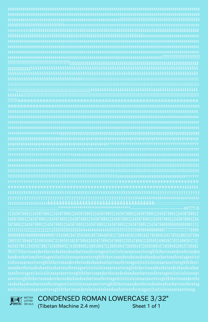 Lowercase Condensed Roman Letter Number Alphabet
