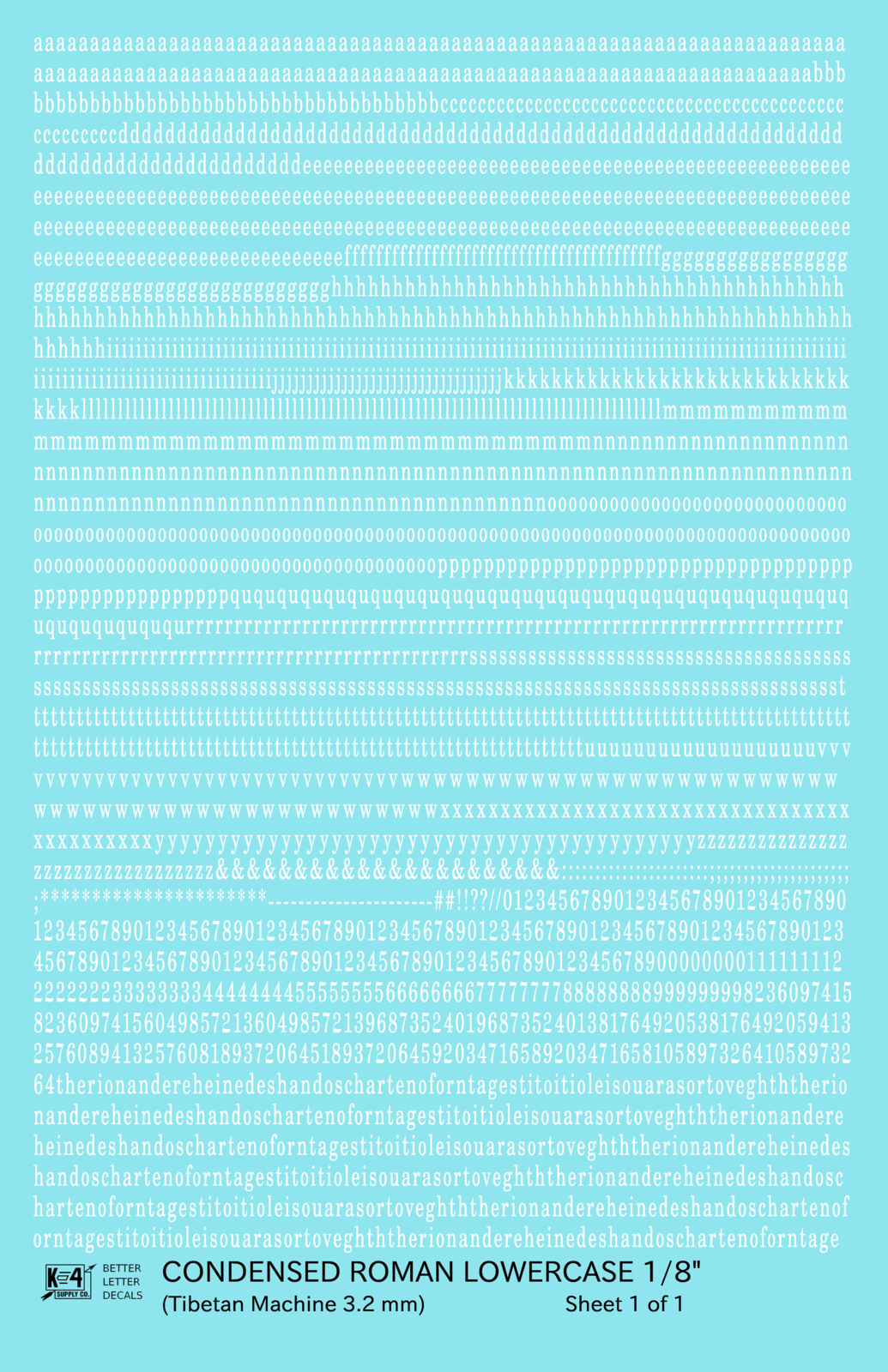 Lowercase Condensed Roman Letter Number Alphabet