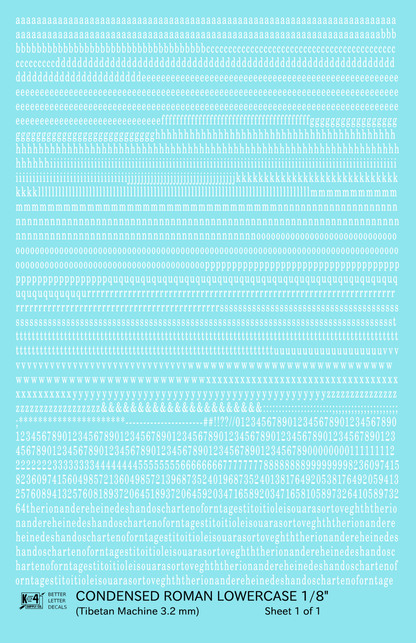 Lowercase Condensed Roman Letter Number Alphabet
