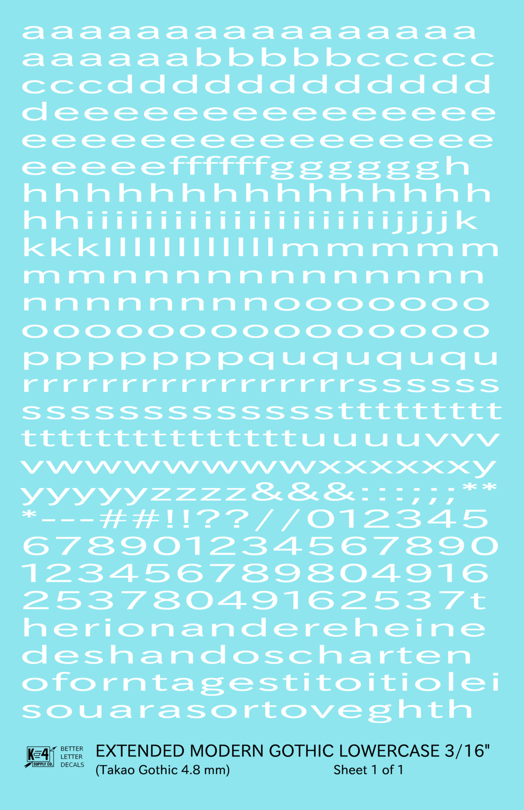 Lowercase Extended Modern Gothic Letter Alphabet