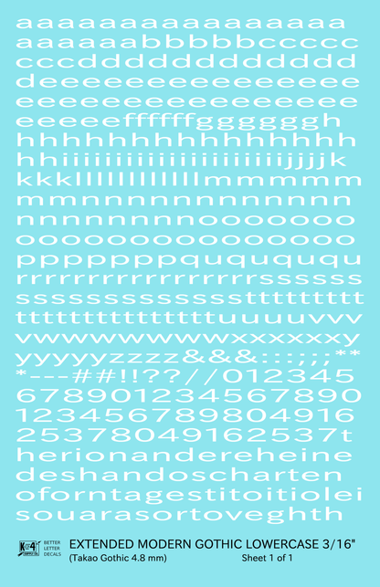 Lowercase Extended Modern Gothic Letter Alphabet