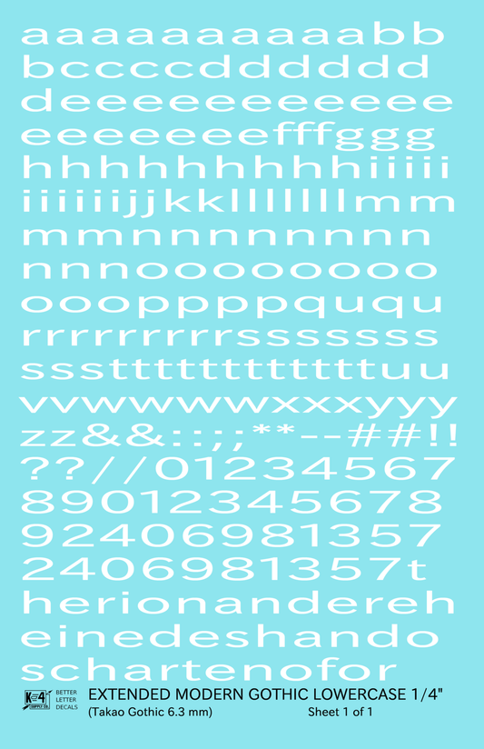 Lowercase Extended Modern Gothic Letter Alphabet