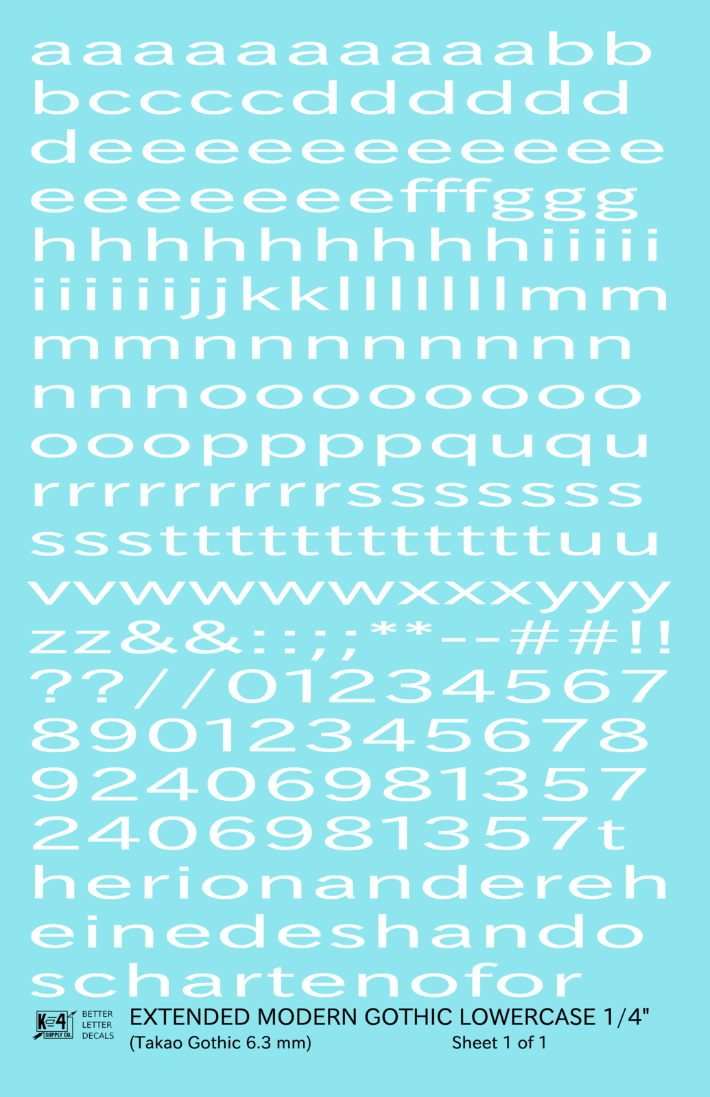 Lowercase Extended Modern Gothic Letter Alphabet