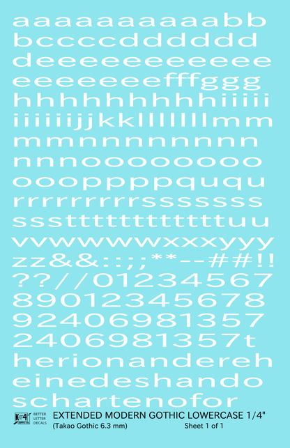 Lowercase Extended Modern Gothic Letter Alphabet