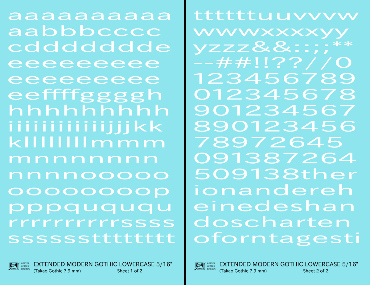 Lowercase Extended Modern Gothic Letter Alphabet