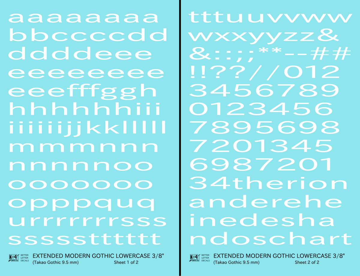 Lowercase Extended Modern Gothic Letter Alphabet
