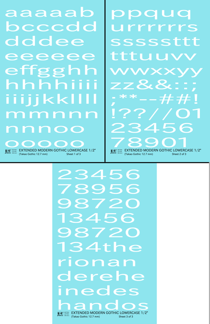 Lowercase Extended Modern Gothic Letter Alphabet