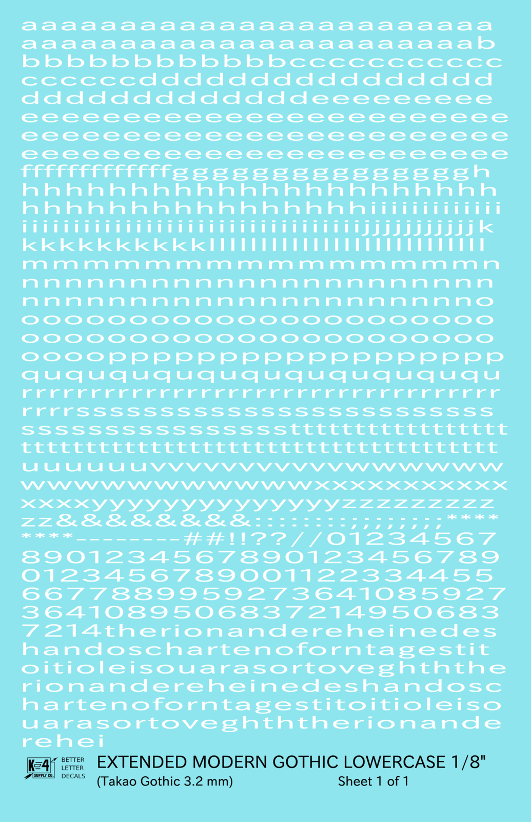 Lowercase Extended Modern Gothic Letter Alphabet