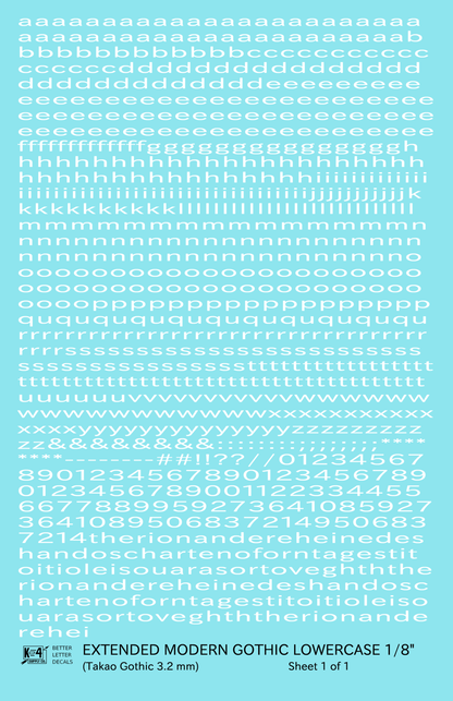 Lowercase Extended Modern Gothic Letter Alphabet