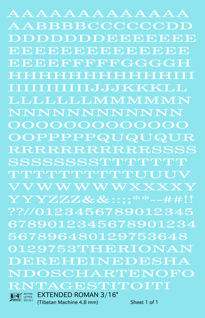 Extended Roman Letter Number Alphabet