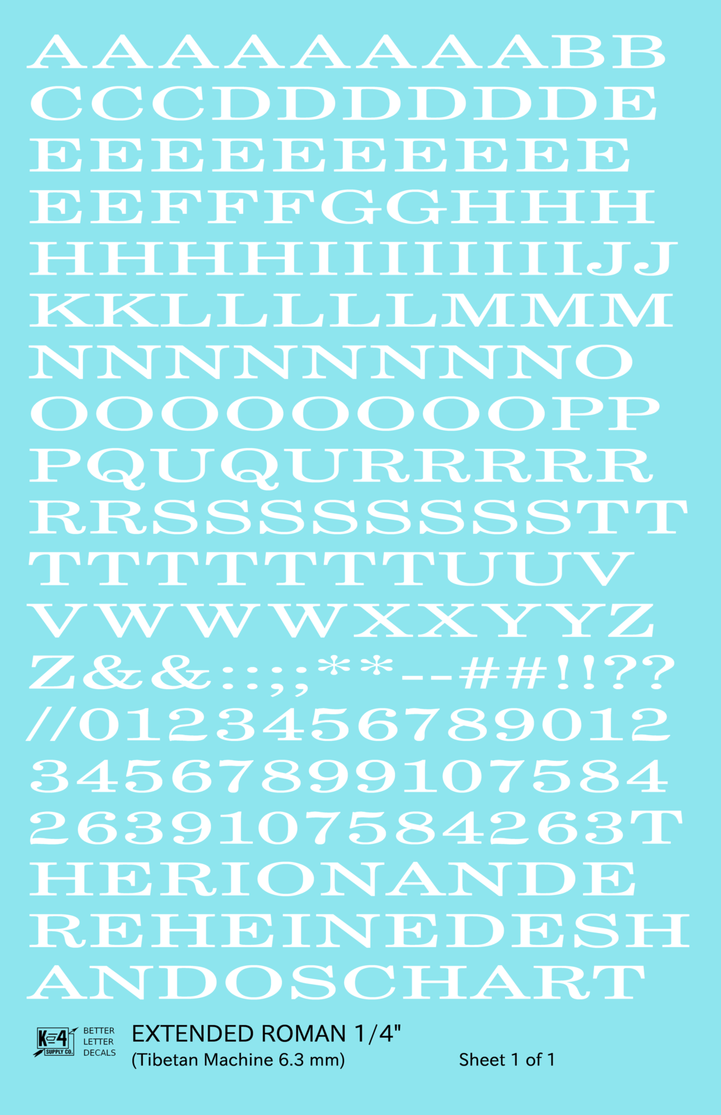 Extended Roman Letter Number Alphabet