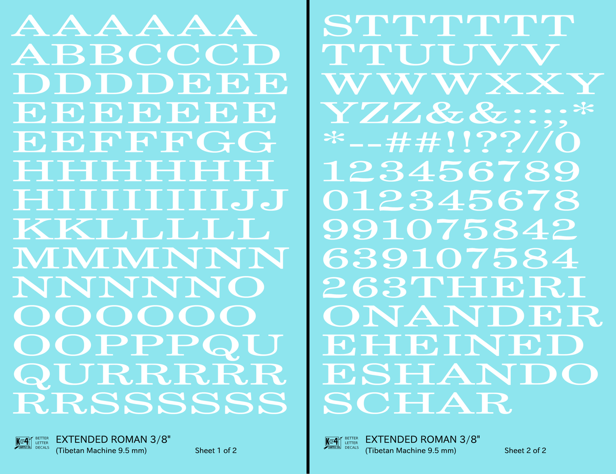 Extended Roman Letter Number Alphabet